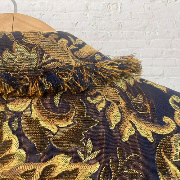 ICE Tapestry Brocade Jacket Size 12 Fringe Gold Navy Baroque Jeweled Buttons - Picture 11 of 16